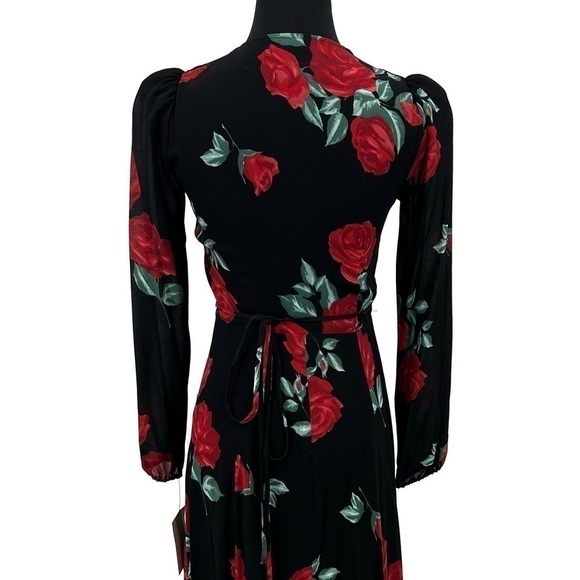 NWT Reformation Milan Maxi Dress Black Floral Hera Wrap Bridesmaid Dress Petite - Picture 5 of 13